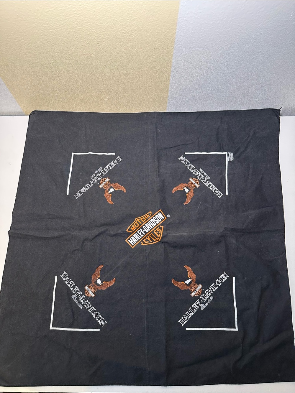 Harley Davidson Bandana Black Eagle Bar Shield Hamilton Licensed 20x20
